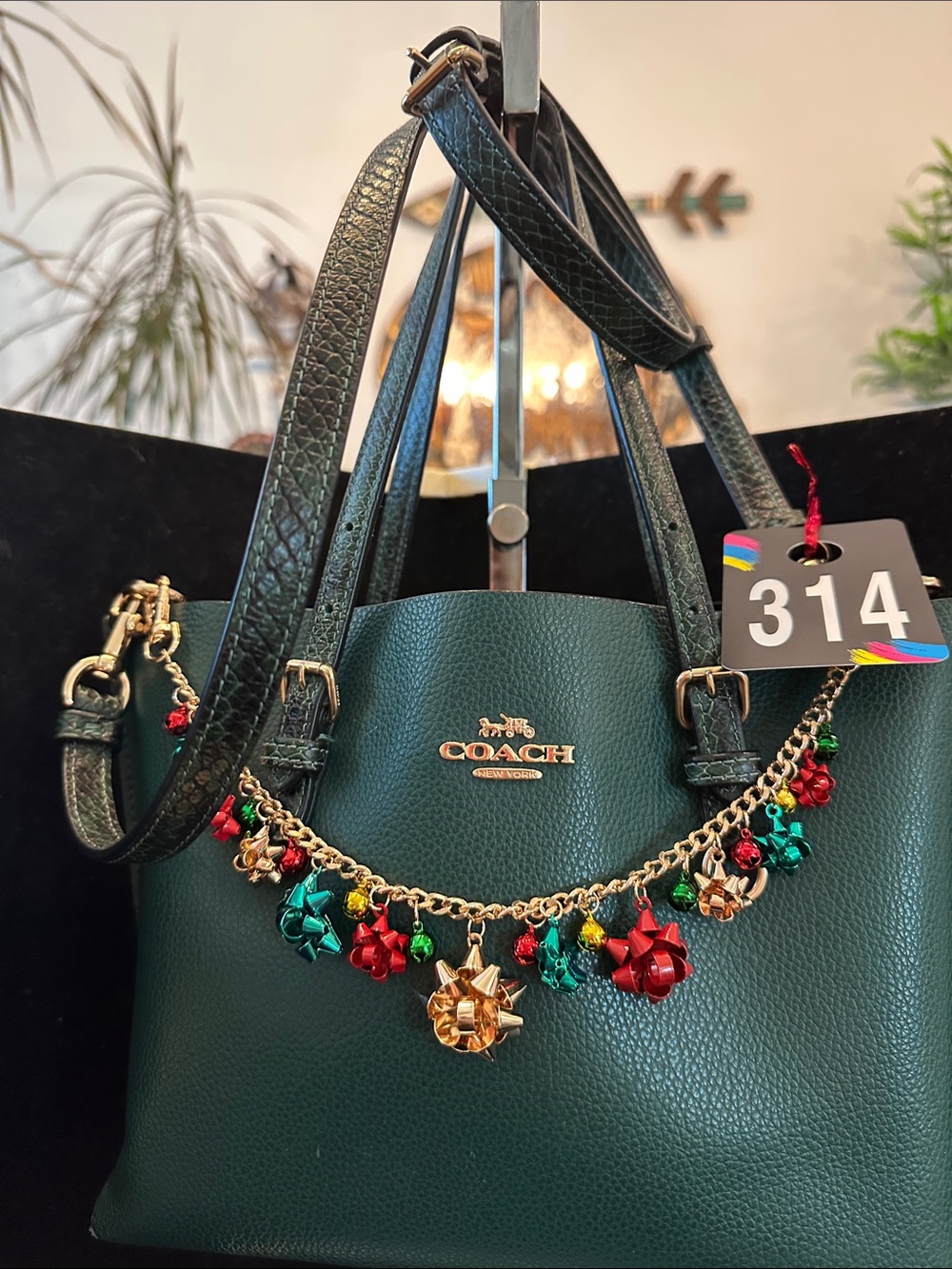 Coach #314 Mollie Tote 25 Green Pebbled leather